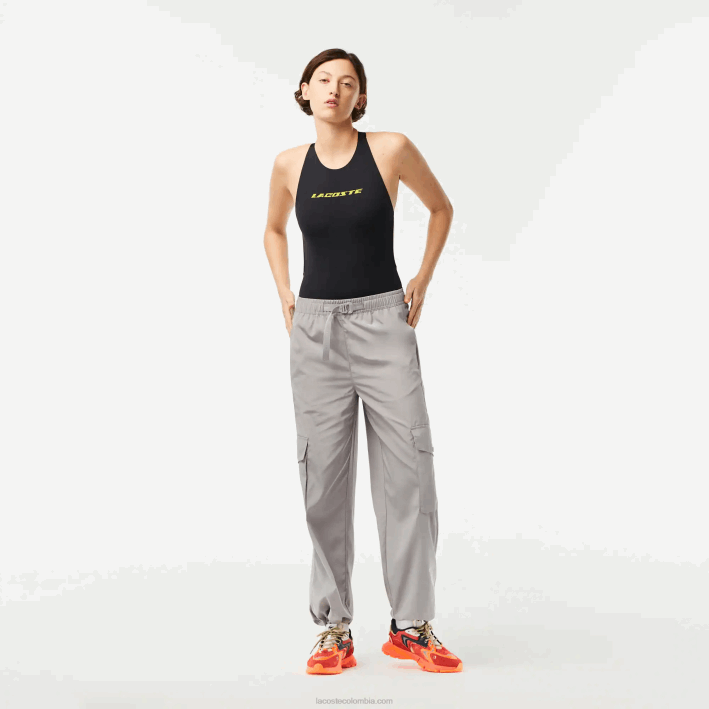 mujer Lacoste 6F242450 kzw gris pantalones cargo de pierna ancha mujer Lacoste 6F242450 kzw gris pantalones cargo de pierna ancha