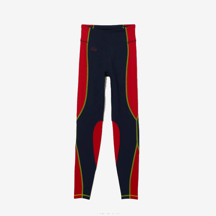mujer Lacoste 6F242532 azul marino rojo 4xh leggins deportivos con efecto tejido y bloques de color