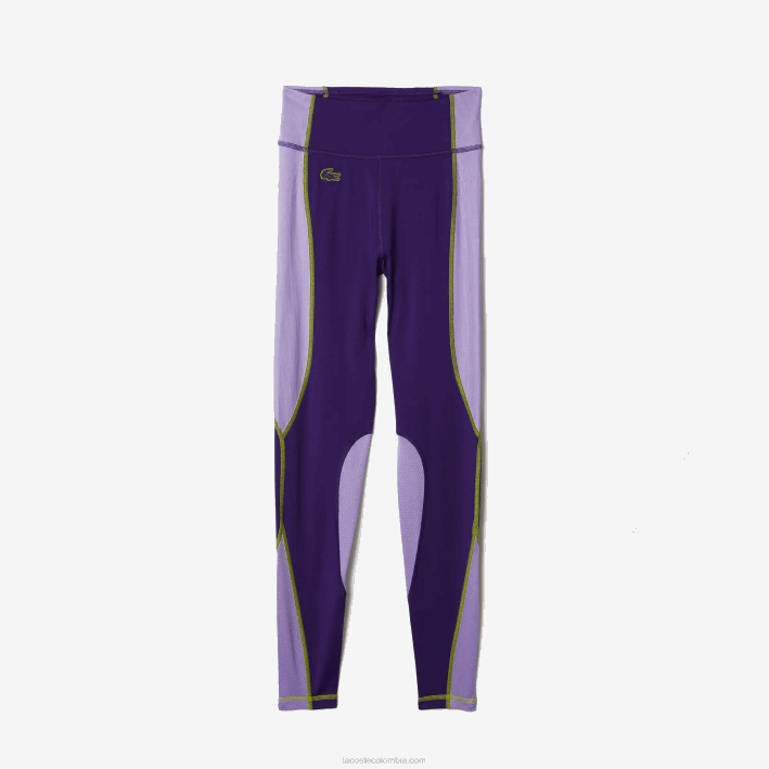 mujer Lacoste 6F242533 púrpura 50w leggins deportivos con efecto tejido y bloques de color