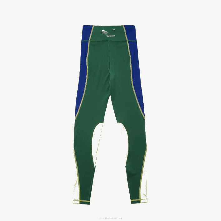 mujer Lacoste 6F242534 verde azul llamativo amarillo bzq leggins deportivos con efecto tejido y bloques de color