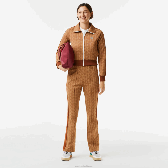 mujer Lacoste 6F242536 marrón beige zwm pantalones de chándal con monograma estampado mujer Lacoste 6F242536 marrón beige zwm pantalones de chándal con monograma estampado