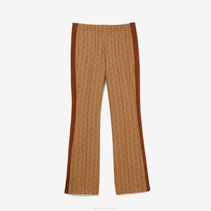 mujer Lacoste 6F242536 marrón beige zwm pantalones de chándal con monograma estampado