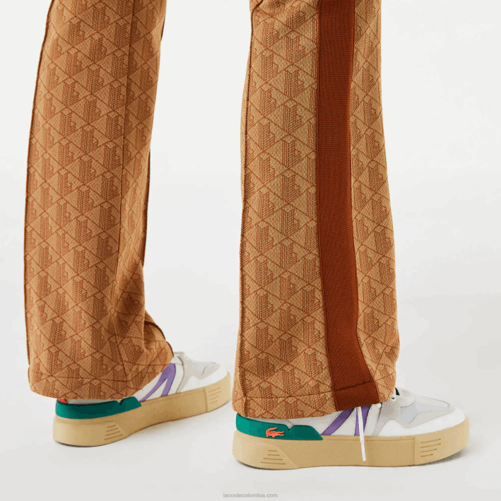 mujer Lacoste 6F242536 marrón beige zwm pantalones de chándal con monograma estampado
