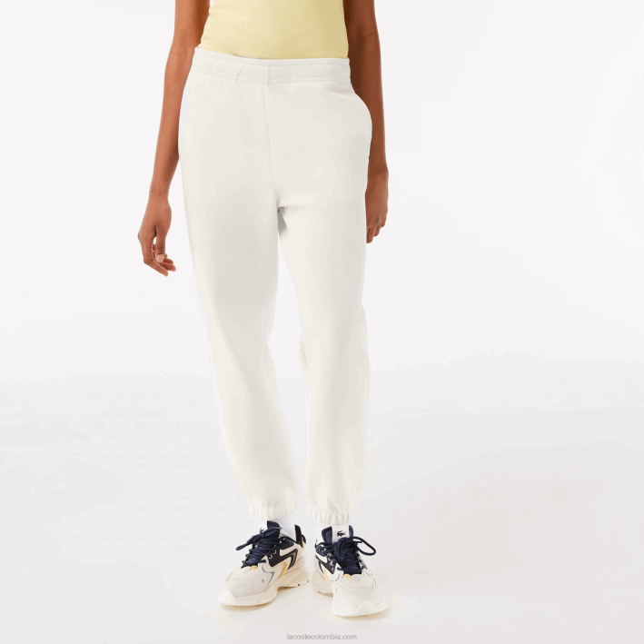 mujer Lacoste 6F242551 blanco 70v joggers de mezcla de algodón