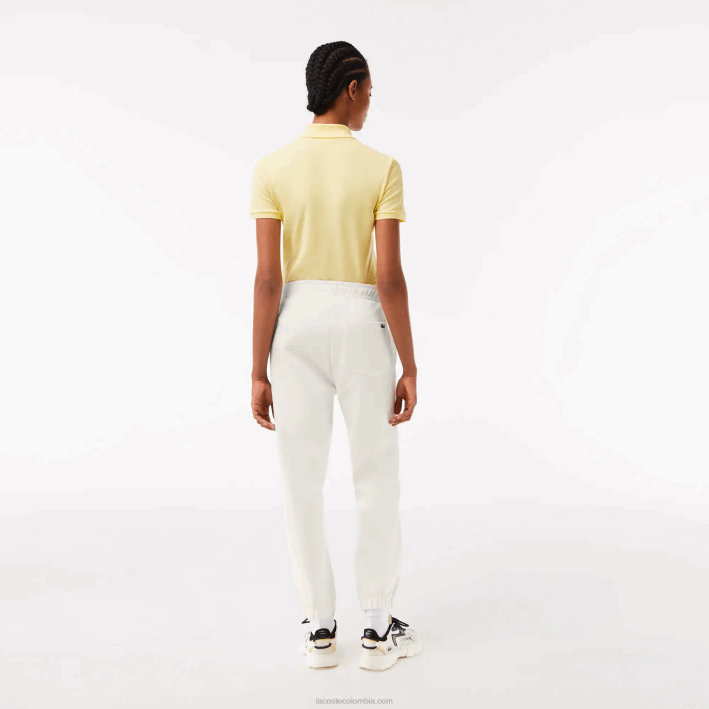 mujer Lacoste 6F242551 blanco 70v joggers de mezcla de algodón