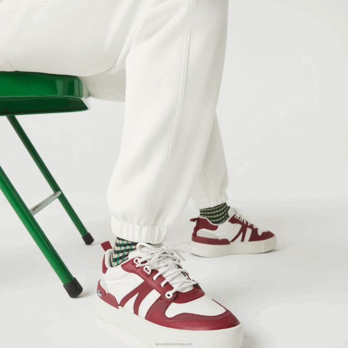 mujer Lacoste 6F242551 blanco 70v joggers de mezcla de algodón