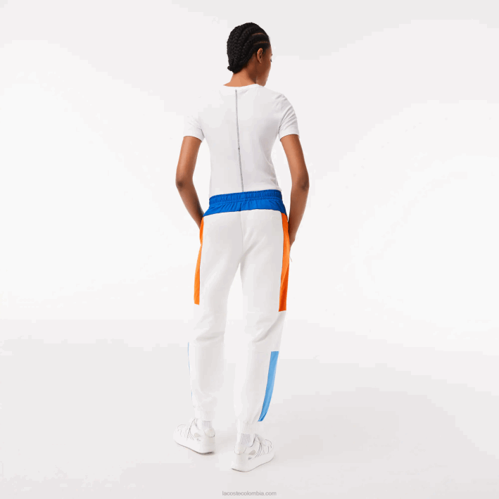 mujer Lacoste 6F242553 blanco azul naranja azul rlm pantalones de chándal con diseño colour block