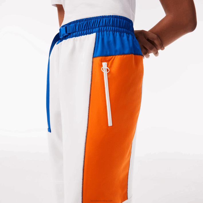mujer Lacoste 6F242553 blanco azul naranja azul rlm pantalones de chándal con diseño colour block