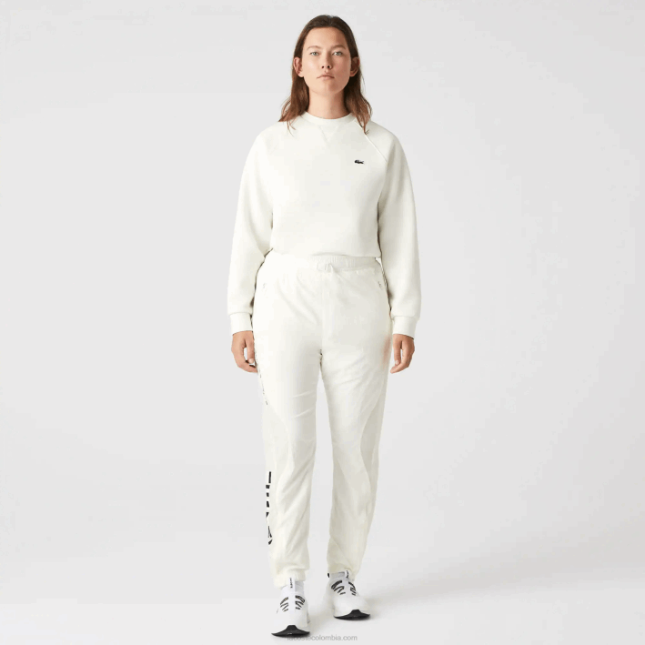 mujer Lacoste 6F242554 blanco 70v pantalones de chándal con estampado náutico