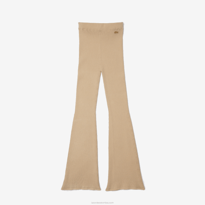 mujer Lacoste 6F242562 beige 02s leggins tejidos de canalé sin costuras mujer Lacoste 6F242562 beige 02s leggins tejidos de canalé sin costuras