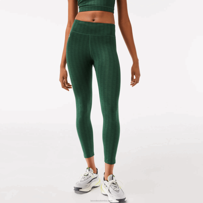 mujer Lacoste 6F242573 verde d1r leggins deportivos con tiro alto y estampado integral