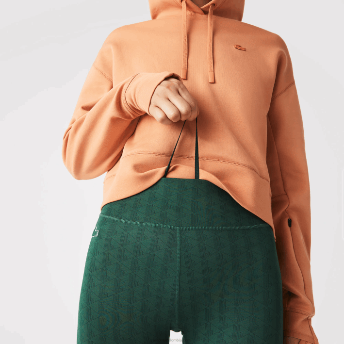 mujer Lacoste 6F242573 verde d1r leggins deportivos con tiro alto y estampado integral