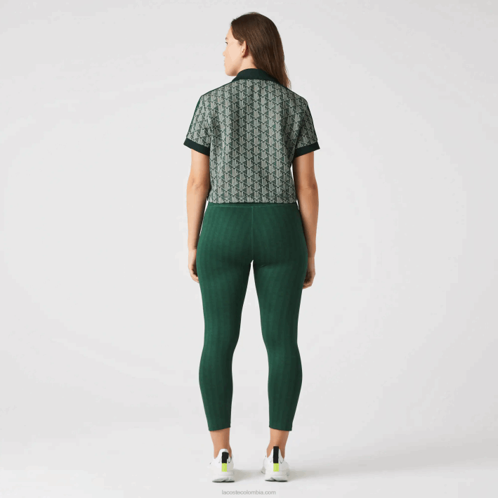 mujer Lacoste 6F242573 verde d1r leggins deportivos con tiro alto y estampado integral