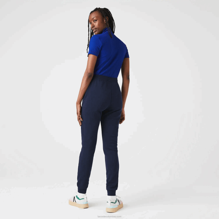 mujer Lacoste 6F242593 azul marino 166 pantalones de chándal de felpa ligera