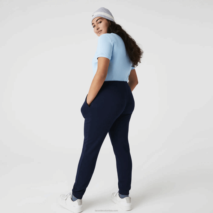 mujer Lacoste 6F242593 azul marino 166 pantalones de chándal de felpa ligera