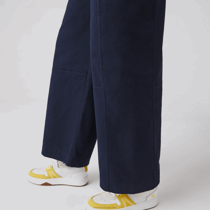 mujer Lacoste 6F242652 azul marino 166 pantalones de gabardina de algodón