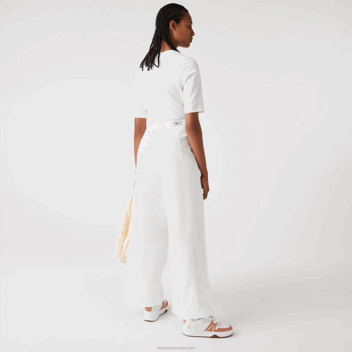 mujer Lacoste 6F242653 blanco 70v pantalones de gabardina de algodón