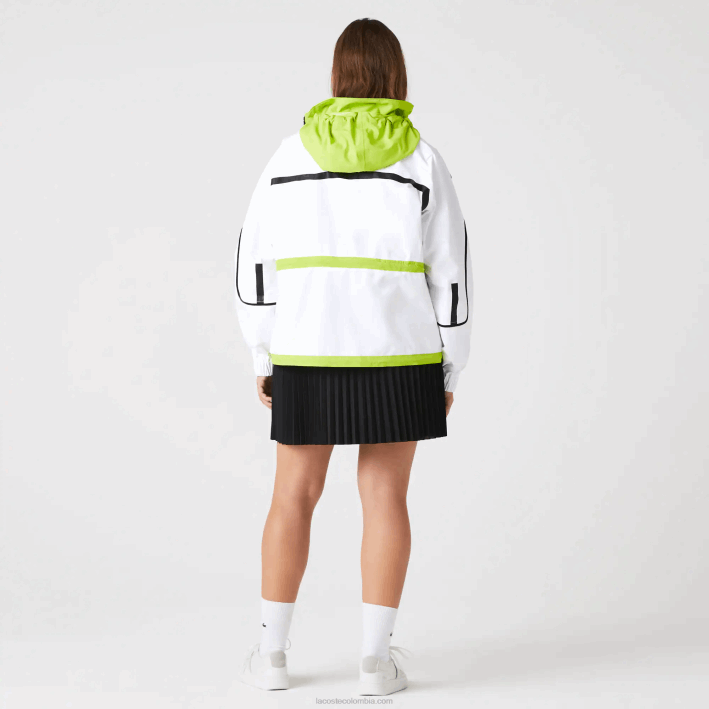 mujer Lacoste 6F242621 blanco amarillo ug5 cortavientos de nailon
