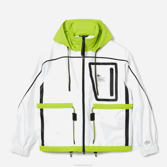 mujer Lacoste 6F242621 blanco amarillo ug5 cortavientos de nailon