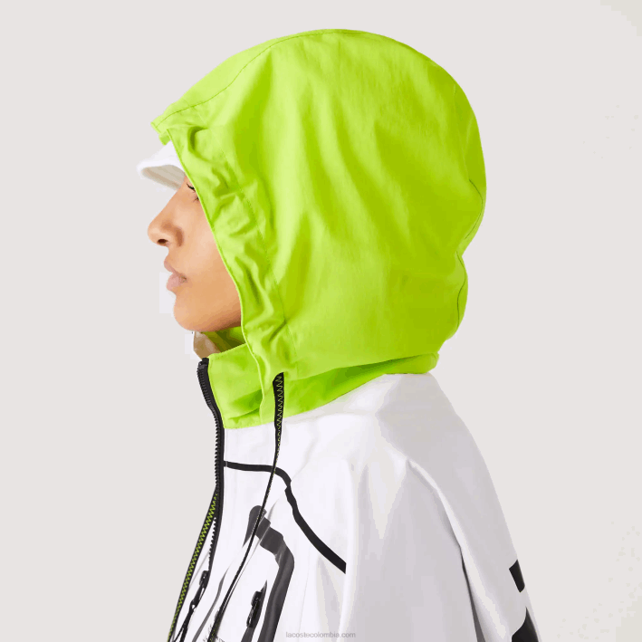 mujer Lacoste 6F242621 blanco amarillo ug5 cortavientos de nailon