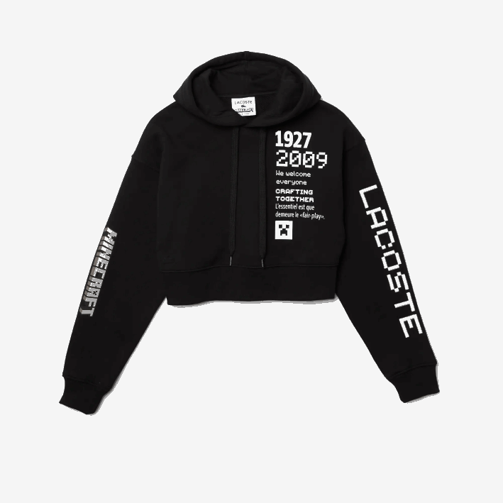 mujer6F242585 negro 031 sudadera con capucha extragrande de polar lacoste x minecraft