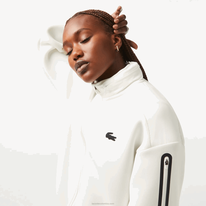 mujer Lacoste 6F242381 blanco 70v sudadera deportiva holgada con cremallera