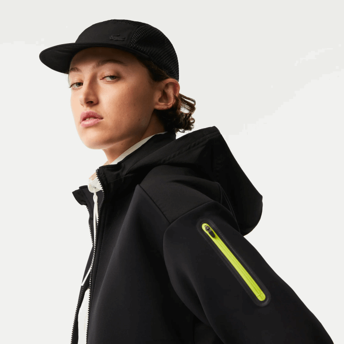 mujer Lacoste 6F242382 negro 031 sudadera deportiva holgada con cremallera