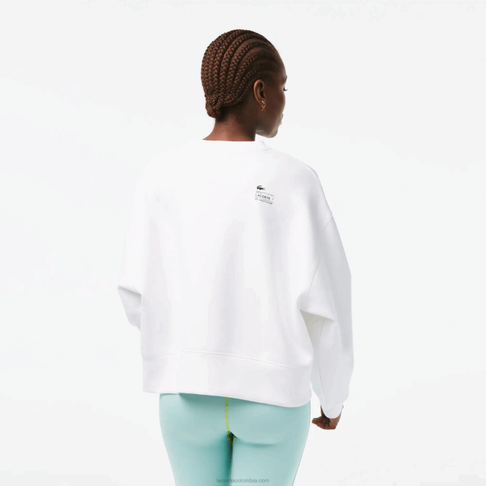 mujer Lacoste 6F242390 blanco 001 sudadera con logo en la espalda