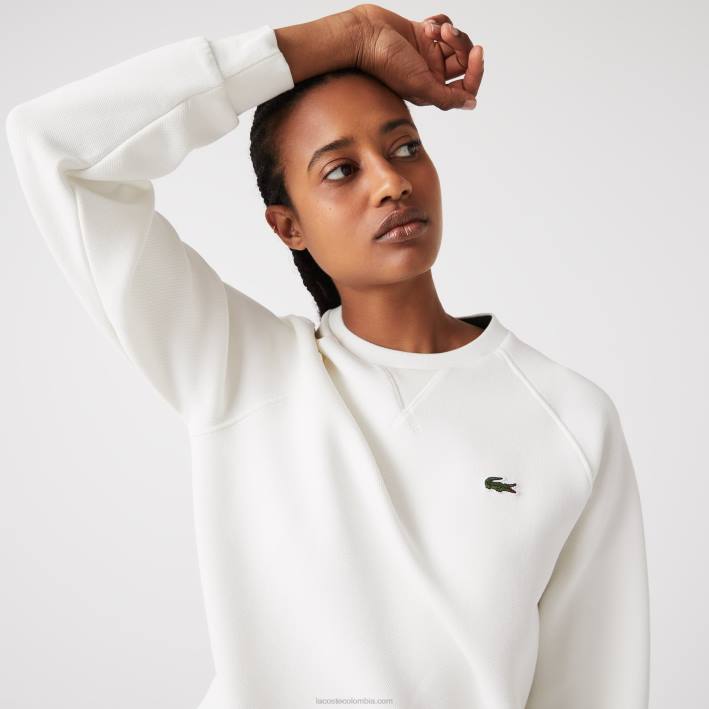 mujer Lacoste 6F242393 blanco 70v sudadera de mezcla de algodón con cuello redondo mujer Lacoste 6F242393 blanco 70v sudadera de mezcla de algodón con cuello redondo