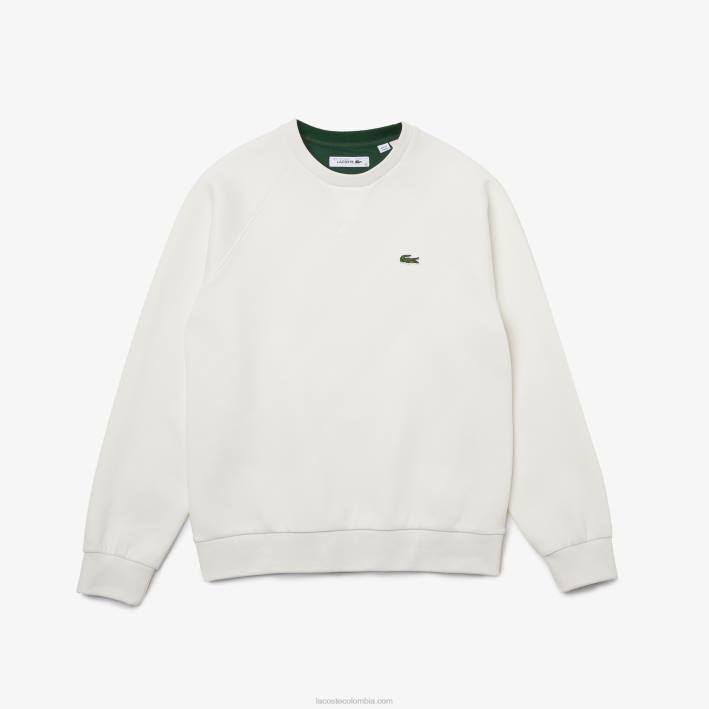 mujer Lacoste 6F242393 blanco 70v sudadera de mezcla de algodón con cuello redondo