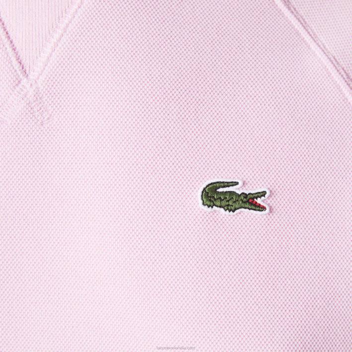 mujer Lacoste 6F242394 rosa z4h sudadera de mezcla de algodón con cuello redondo