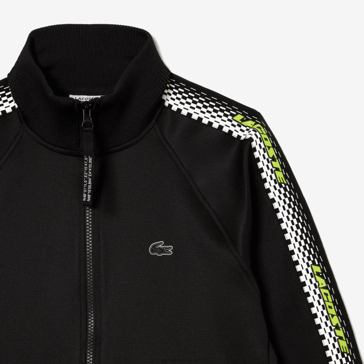 mujer Lacoste 6F242397 negro 031 sudadera holgada con cremallera y franja del logo