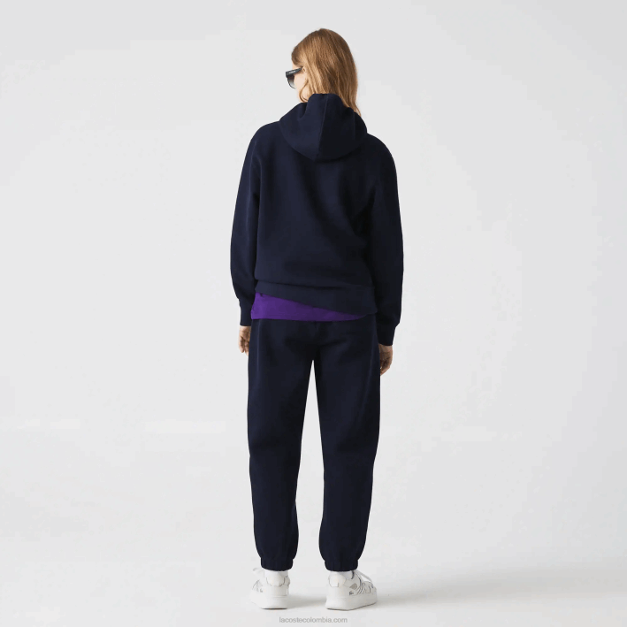 mujer Lacoste 6F242527 azul marino 166 sudadera holgada de mezcla de algodón con capucha