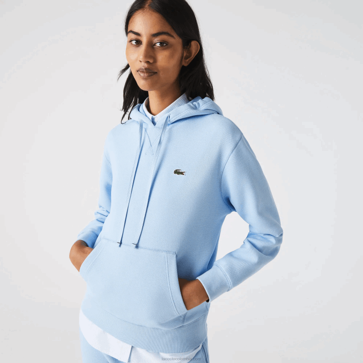 mujer Lacoste 6F242528 hbp azul sudadera holgada de mezcla de algodón con capucha mujer Lacoste 6F242528 hbp azul sudadera holgada de mezcla de algodón con capucha