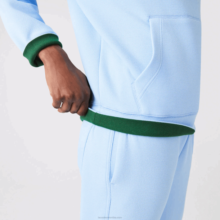 mujer Lacoste 6F242528 hbp azul sudadera holgada de mezcla de algodón con capucha