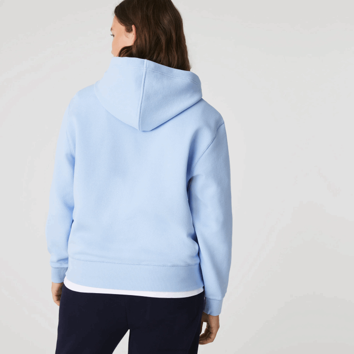 mujer Lacoste 6F242528 hbp azul sudadera holgada de mezcla de algodón con capucha