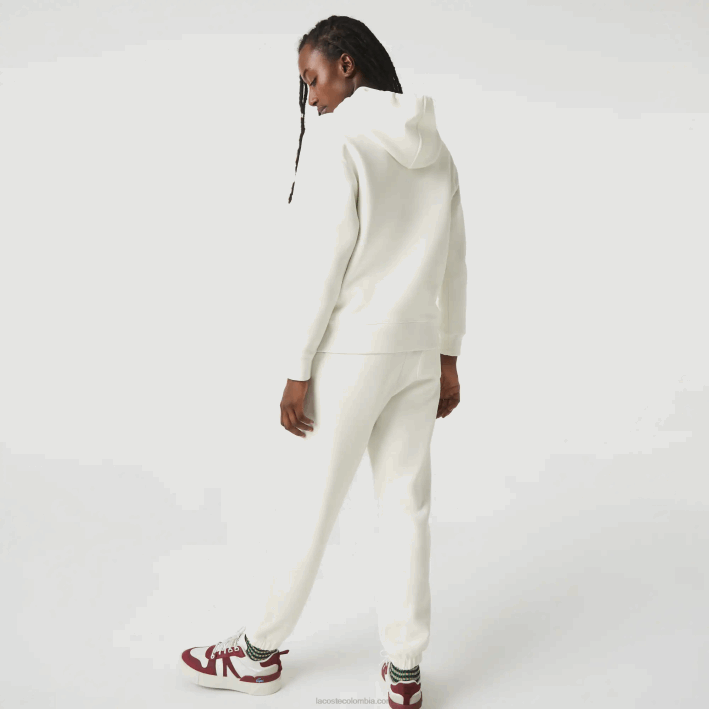 mujer Lacoste 6F242529 blanco 70v sudadera holgada de mezcla de algodón con capucha