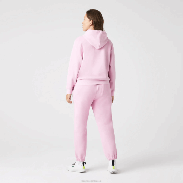mujer Lacoste 6F242530 rosa z4h sudadera holgada de mezcla de algodón con capucha