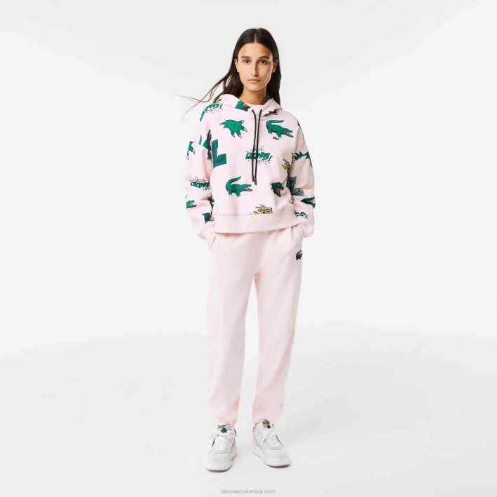 mujer Lacoste 6F242556 rosa claro t03 sudadera oversize con capucha