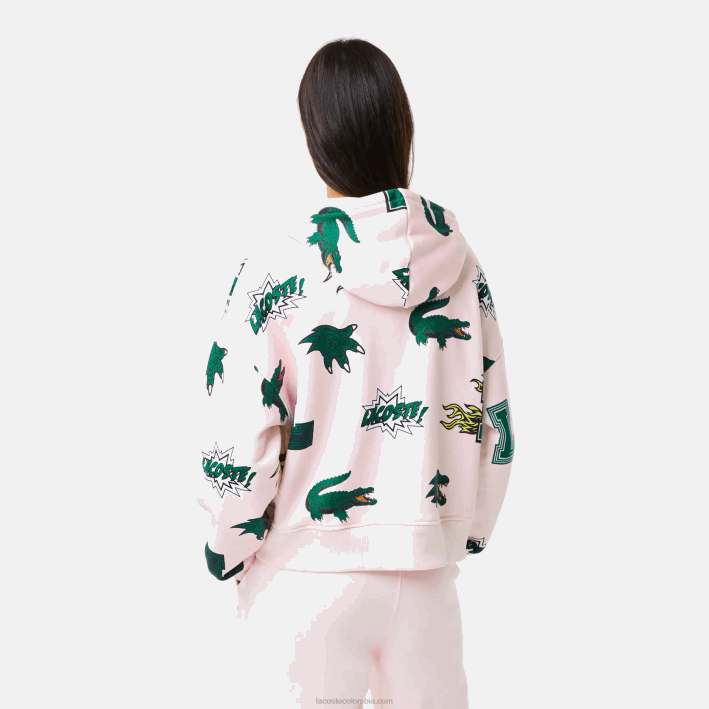 mujer Lacoste 6F242556 rosa claro t03 sudadera oversize con capucha
