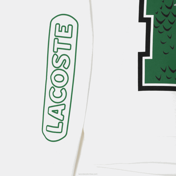 mujer Lacoste 6F242578 blanco 001 sudadera oversize con estampado y logo