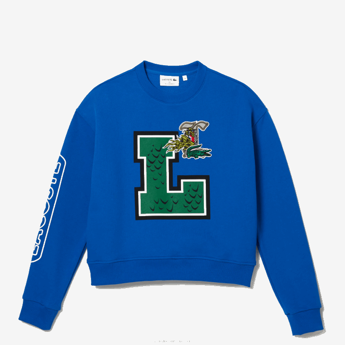mujer Lacoste 6F242579 k1q azul sudadera oversize con estampado y logo