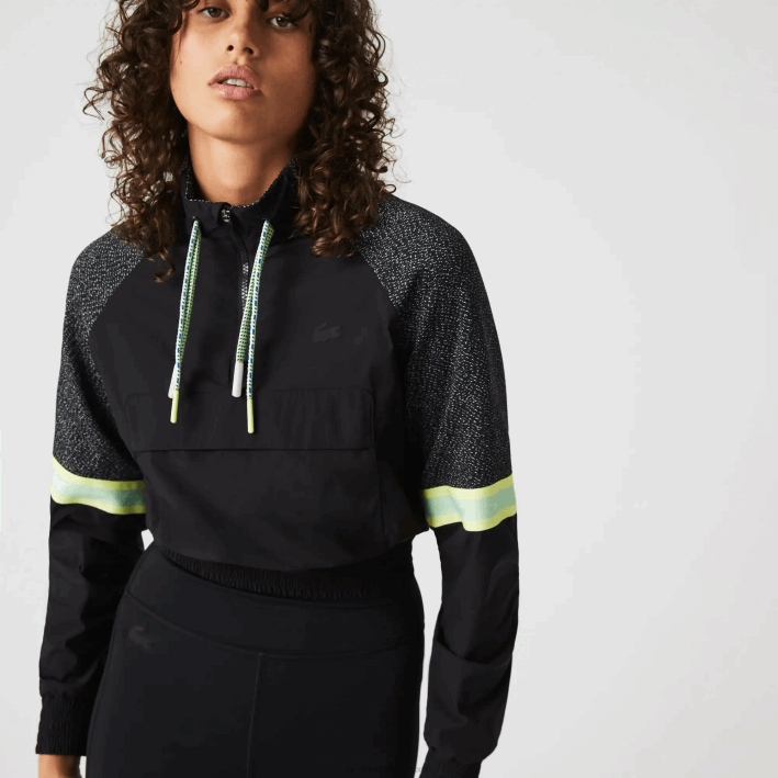 mujer Lacoste 6F242580 negro c31 sudadera deportiva holgada corta con bloques de color mujer Lacoste 6F242580 negro c31 sudadera deportiva holgada corta con bloques de color
