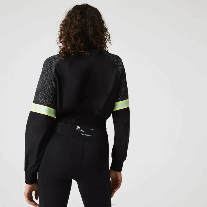 mujer Lacoste 6F242580 negro c31 sudadera deportiva holgada corta con bloques de color