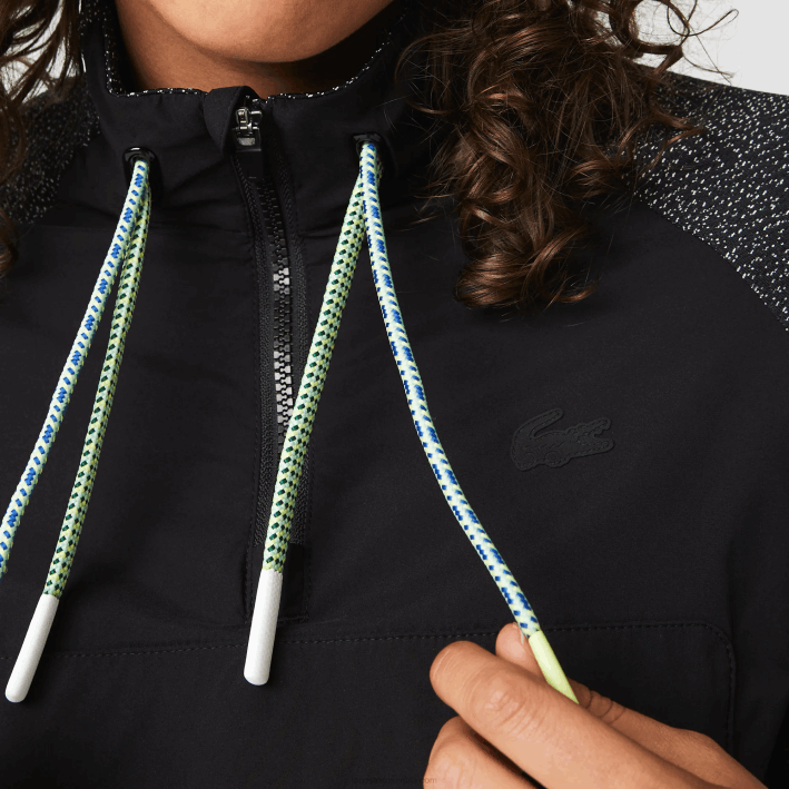 mujer Lacoste 6F242580 negro c31 sudadera deportiva holgada corta con bloques de color