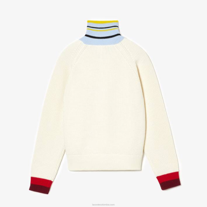 mujer6F242673 blanco r1t Jersey Lacoste X Goop De Lana De Canalé Con Cremallera