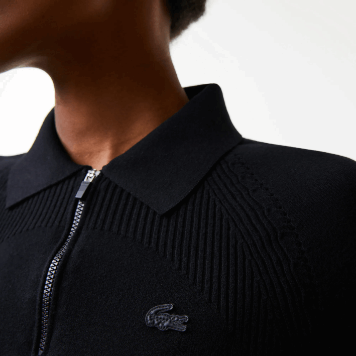mujer Lacoste 6F242638 negro 031 jersey de punto con cremallera en el cuello