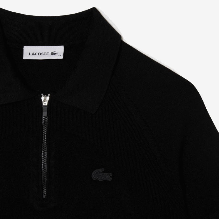 mujer Lacoste 6F242638 negro 031 jersey de punto con cremallera en el cuello