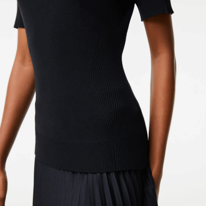 mujer Lacoste 6F242638 negro 031 jersey de punto con cremallera en el cuello