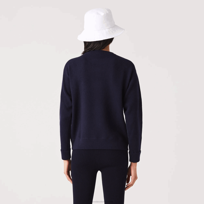 mujer Lacoste 6F242639 azul marino 166 jersey de lana con cuello redondo